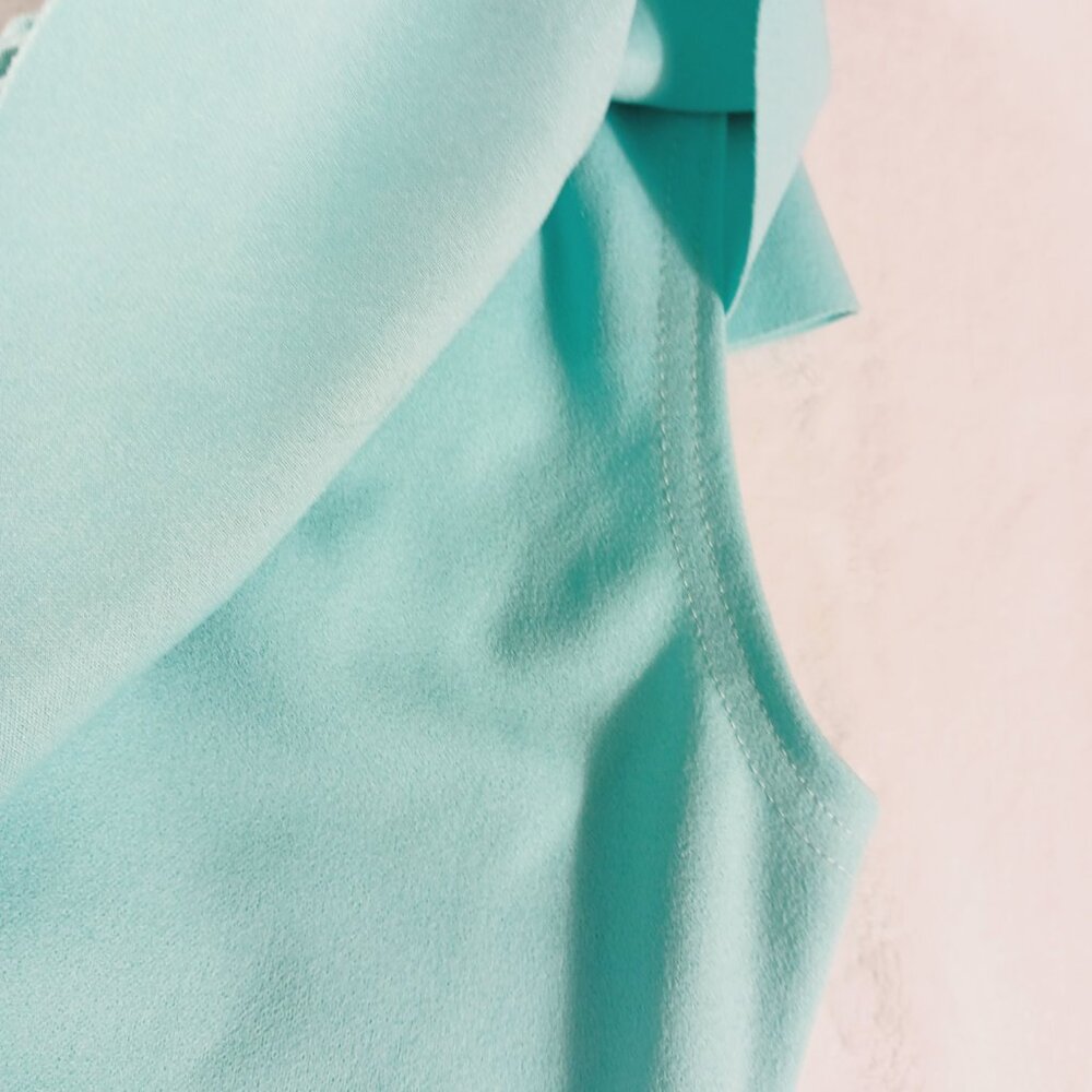 boohoo, NWOT One Shoulder Ruffled Aqua Bodysuit Size 6 Bodycon, Beachy, Vacation - Picture 5 of 11